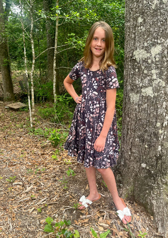 Dark Floral Twirl Dress