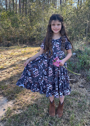 Dark Floral Twirl Dress