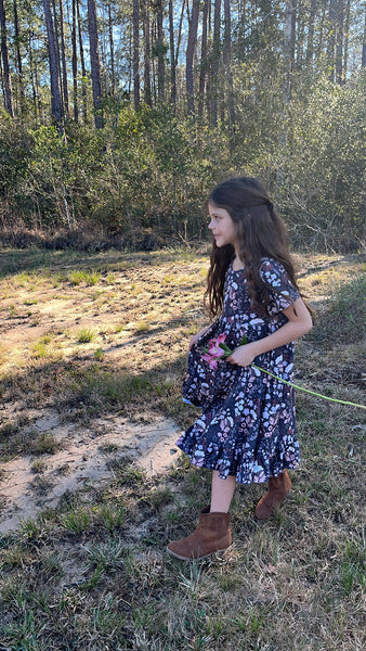 Dark Floral Twirl Dress